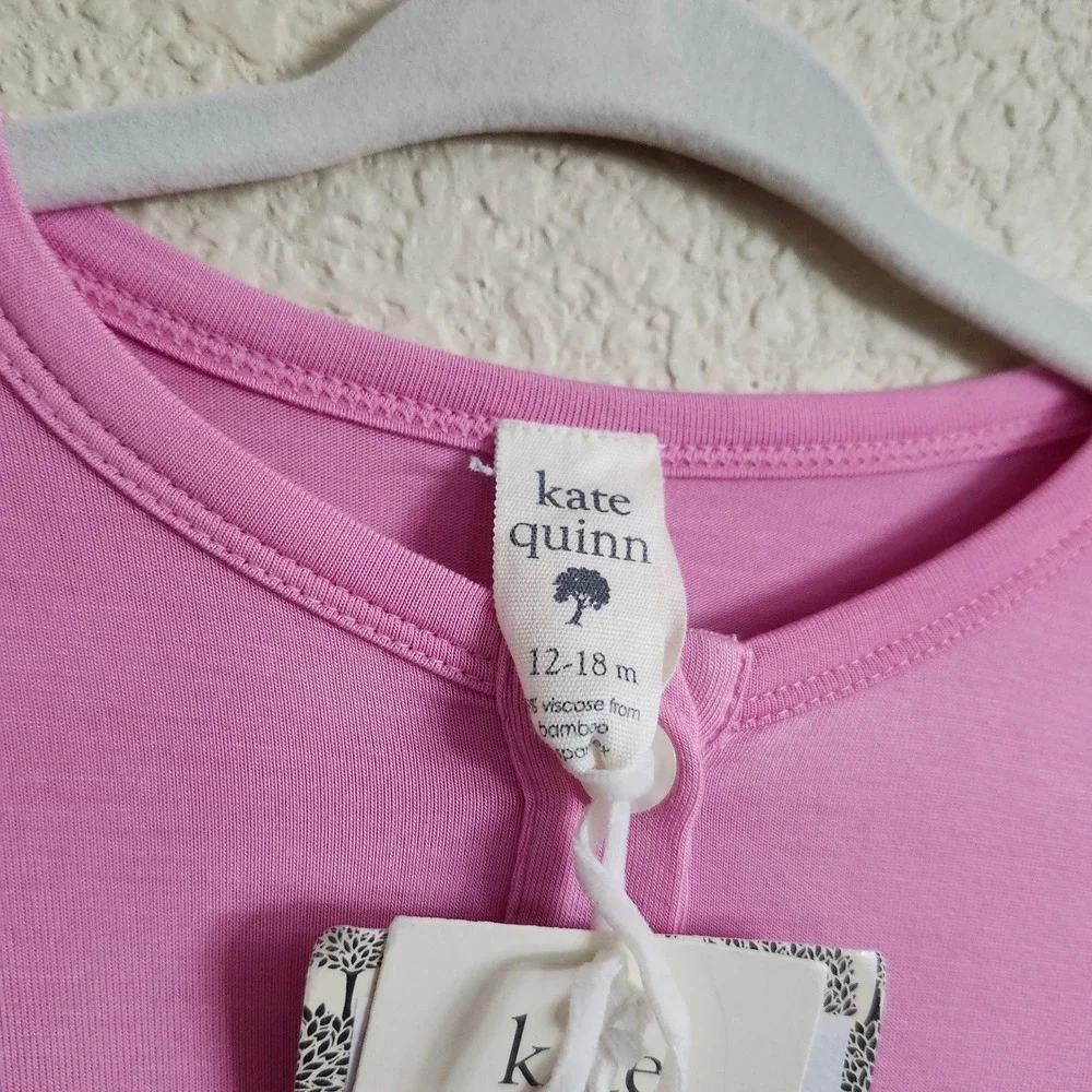NEW Kate Quinn Bamboo BonBon‎ 12-18M Pink Long Sleeve Button Front Pocket Dress